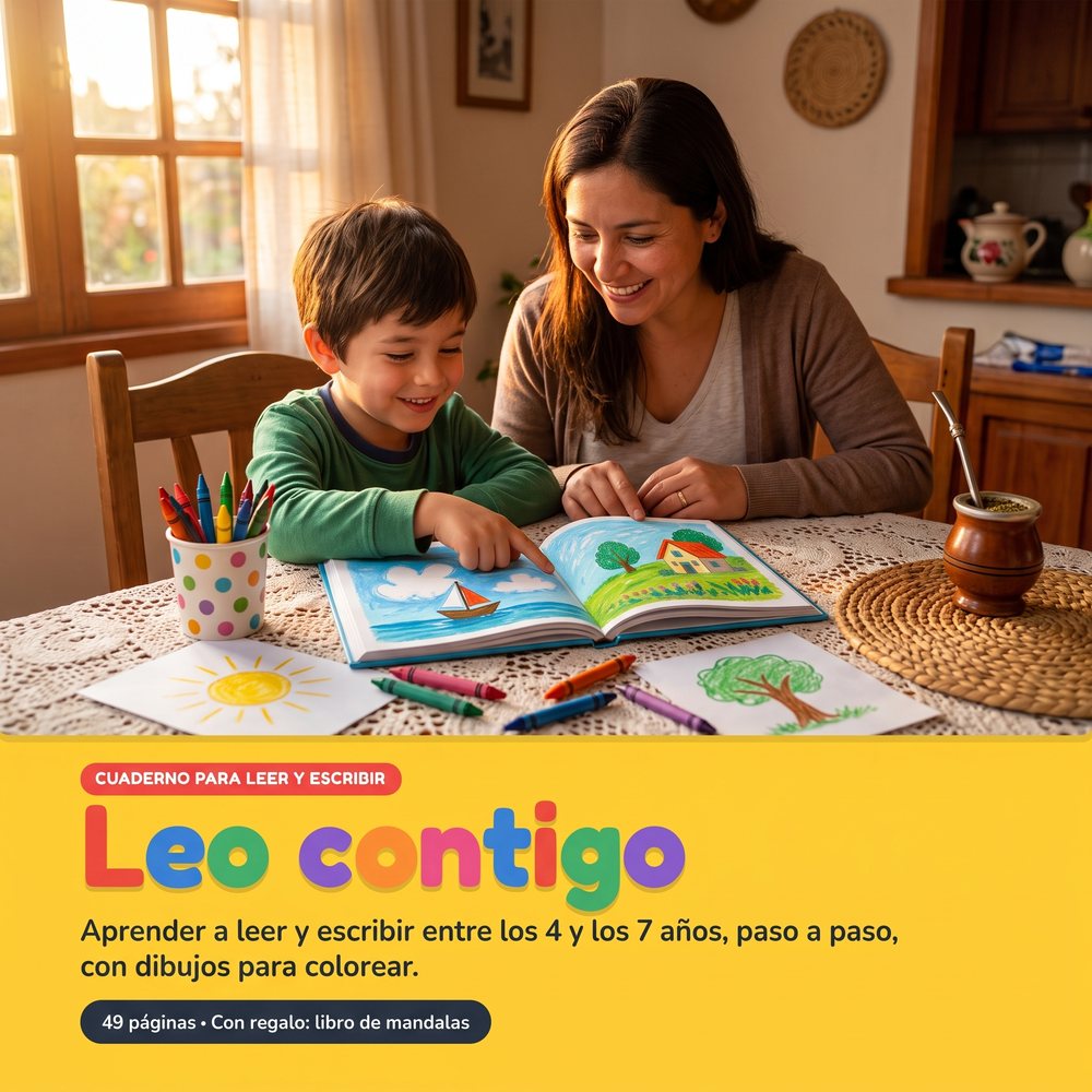 Mamá e hijo leyendo juntos en la mesa del comedor