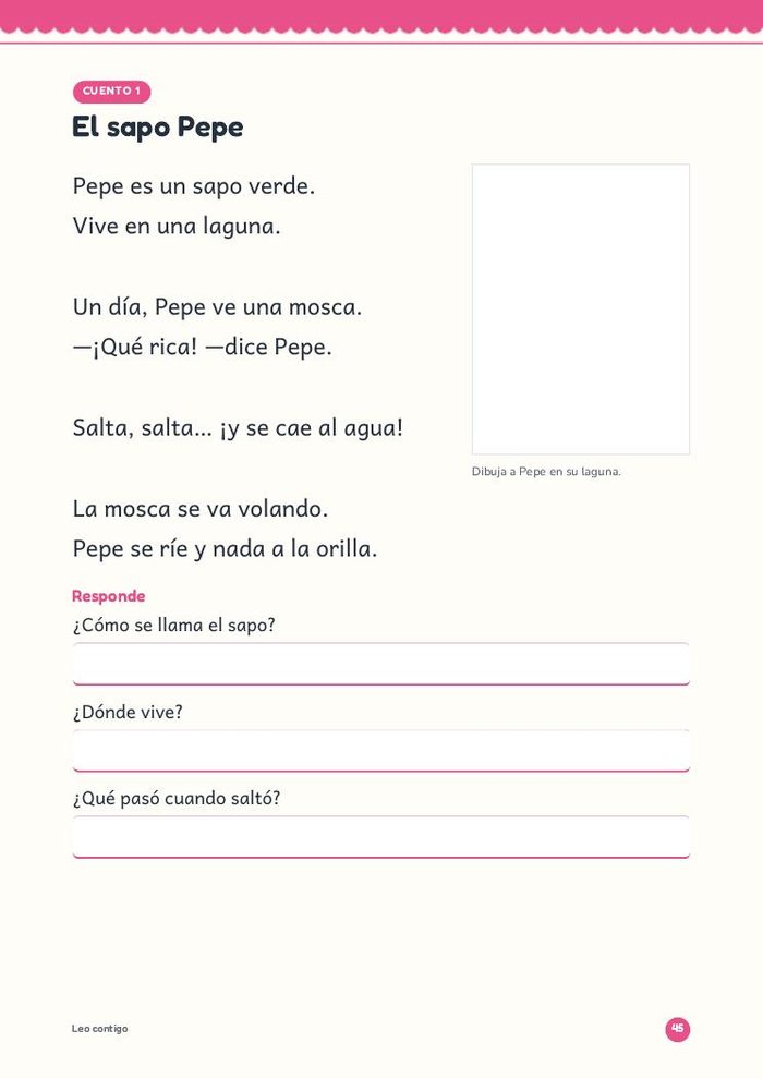Página: cuento El sapo Pepe con preguntas